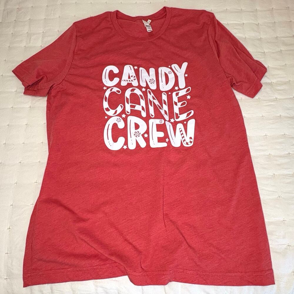 Christmas Candy Cane Crew T-Shirt Men's S | Red
